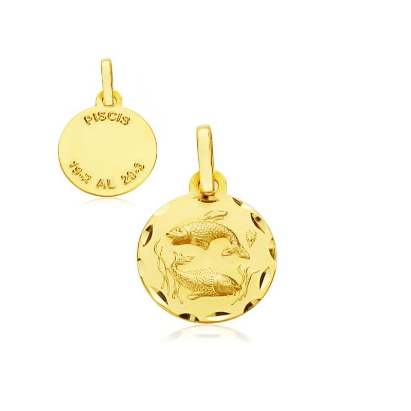 9K HOROSCOPO ORO AMARILLO 13 MM PISCIS