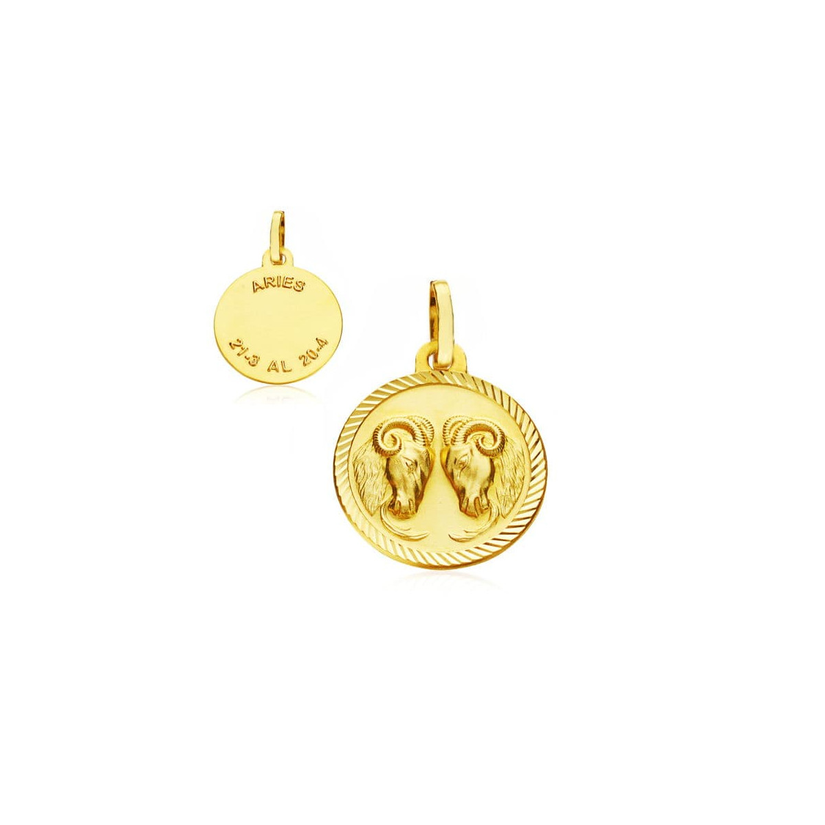 9K HOROSCOPO ORO AMARILLO DISCO 20 MM ARIES