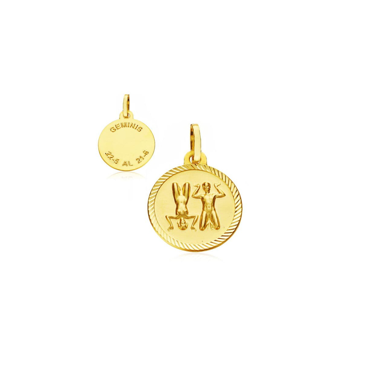 9K HOROSCOPO ORO AMARILLO DISCO 20 MM GEMINIS