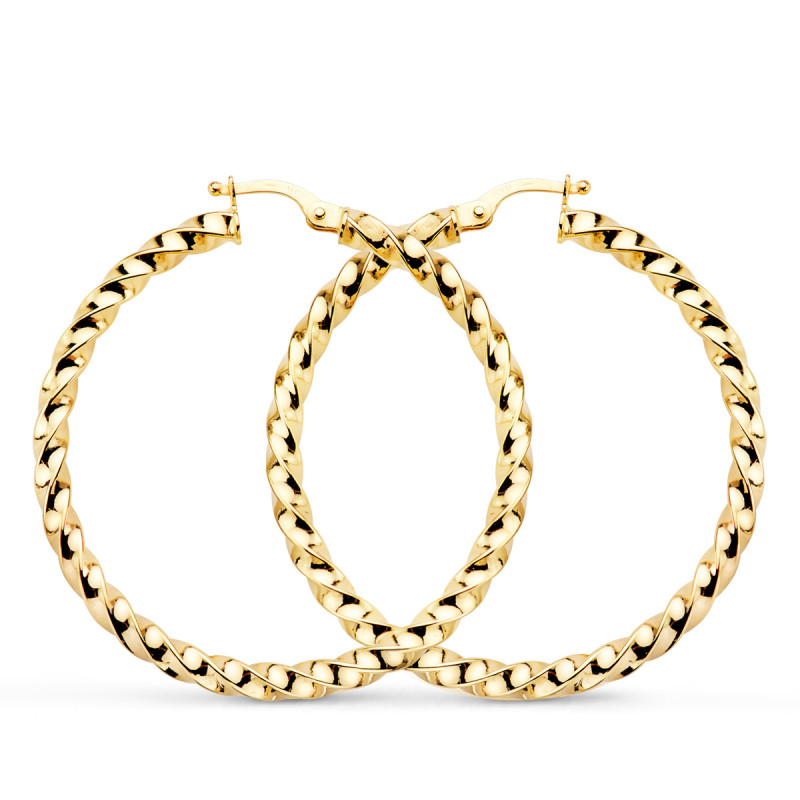 9K AROS ORO AMARILLO HUECOS RELIADOS BRILLO 36X3 MM