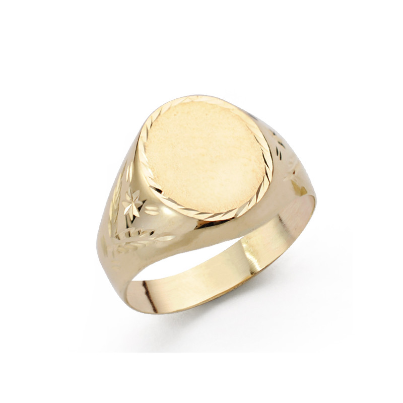 9K SELLO ORO AMARILLO HUECO OVAL LATERAL TALLADO. ZONA GRABADO: 12X10 MM