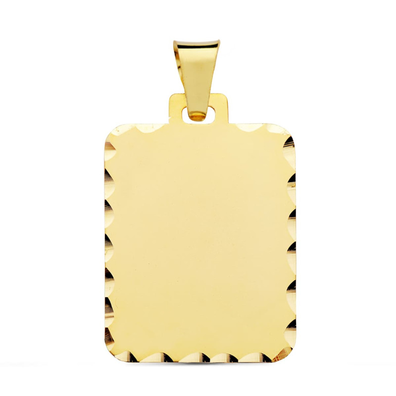 9K PLACA CHAPA ORO AMARILLO MATE TALLADA 28X20 MM