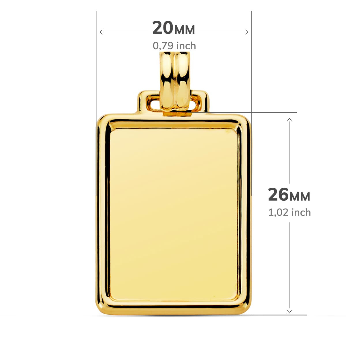 9K PLACA CHAPA LISA ORO AMARILLO EN BRILLO. MEDIDA: 29 X 20 MM