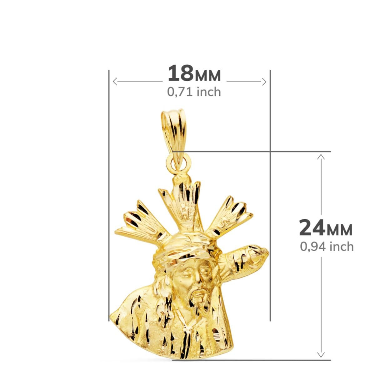 9K CRISTO DEL GRAN PODER SILUETA ORO AMARILLO 24X18 MM