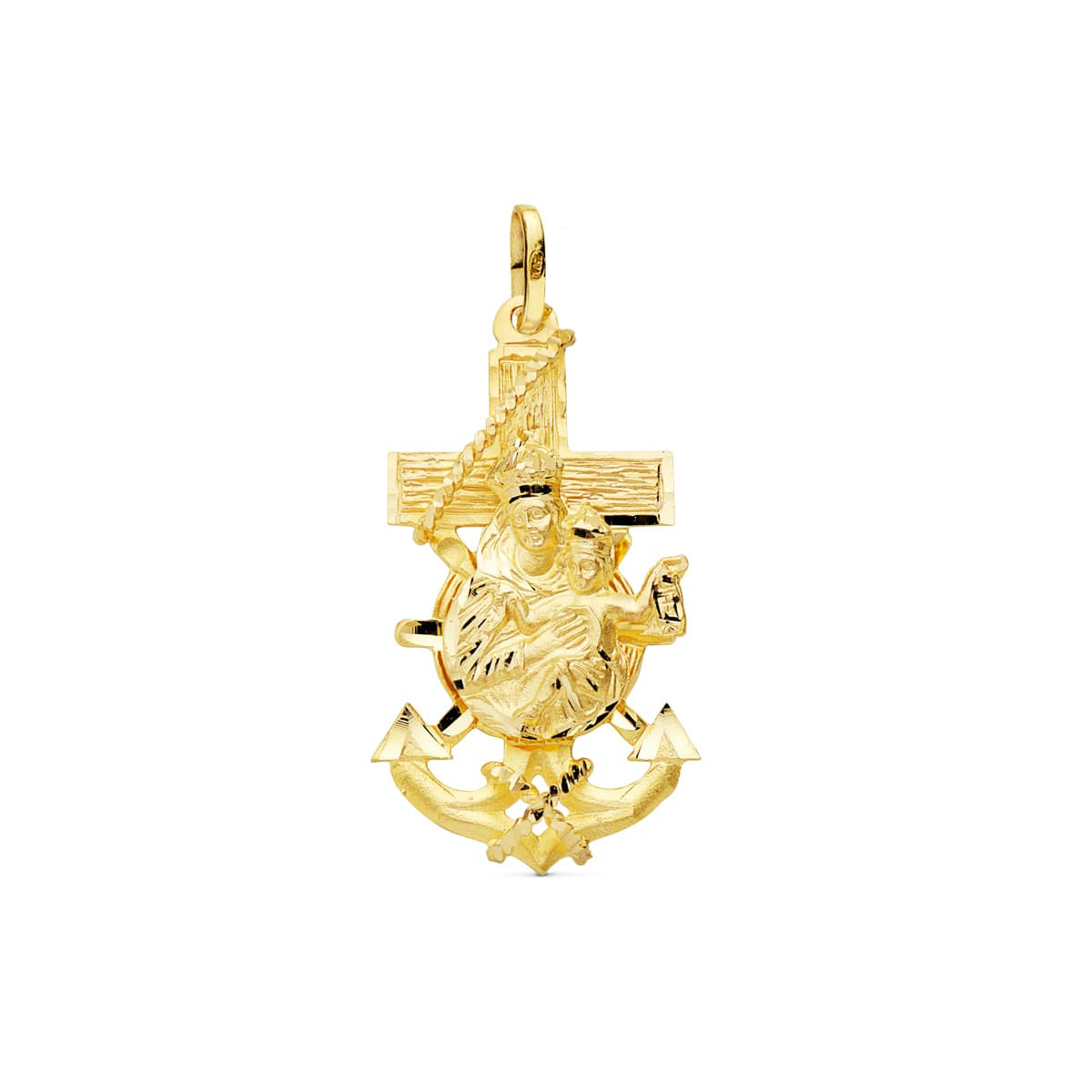 9K CRUZ MARINERA VIRGEN DEL CARMEN ORO AMARILLO 47X25 MM