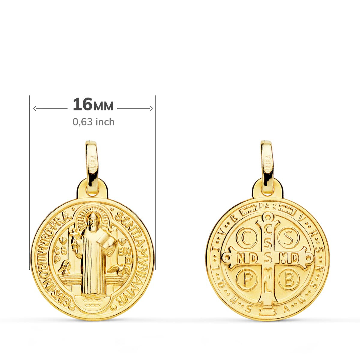 9K ESCAPULARIO ORO AMARILLO ORO AMARILLO SAN BENITO MONJE 16 MM