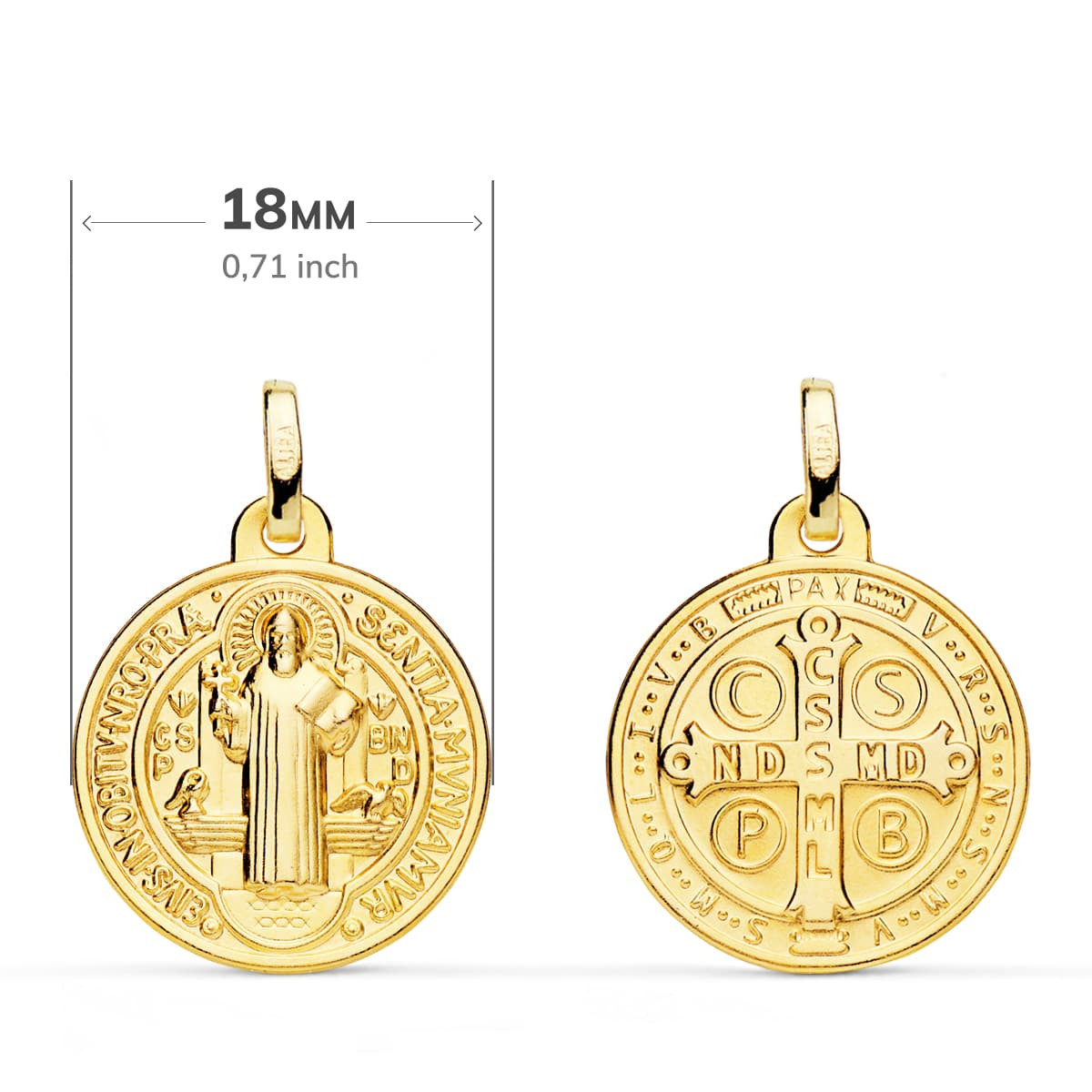 9K ESCAPULARIO ORO AMARILLO ORO AMARILLO SAN BENITO MONJE 18 MM