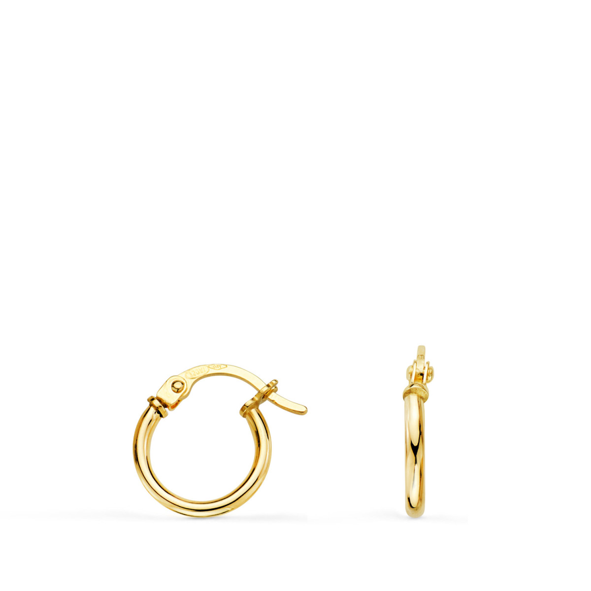 18K PENDIENTES AROS CRIOLLAS  ORO AMARILLO HUECOS REDONDOS TUBO REDONDO 11 MM. GROSOR 1,5 MM