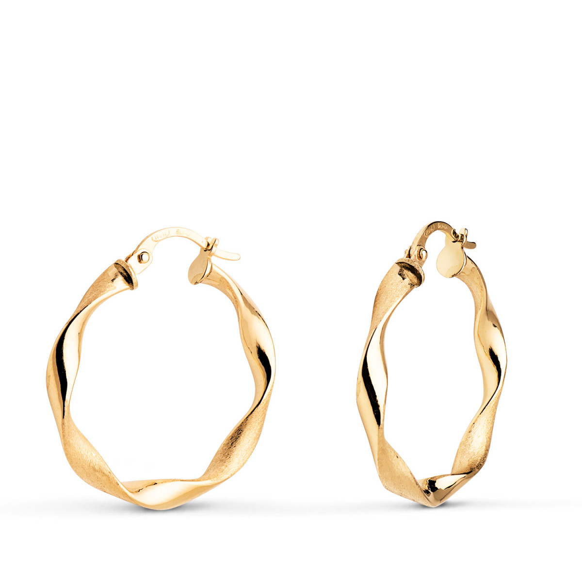 18K AROS ORO AMARILLO HUECOS RETORCIDOS MATE Y BRILLO 24 MM. GROSOR: 3 MM