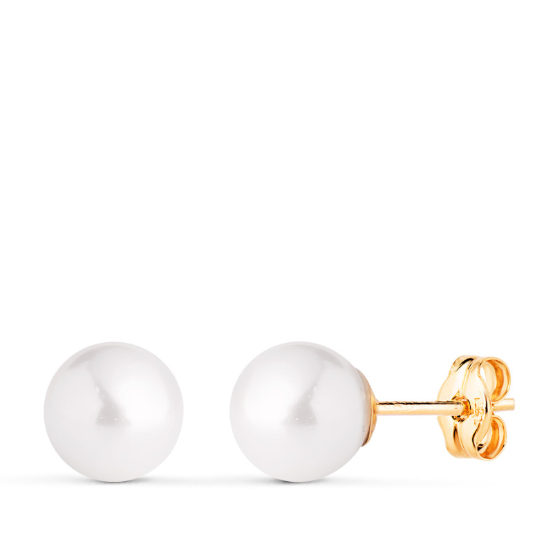 18K PENDIENTES ORO AMARILLO PERLA CON CASQUILLA. MEDIDA: 7 MM. CIERRE PRESION