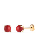 18K PENDIENTES ORO AMARILLO CORAL CON 4 GARRAS. MEDIDA: 5 MM. CIERRE TUERCA 18K PENDIENTES ORO AMARILLO CORAL CON 4 GARRAS. MEDIDA: 5 MM. CIERRE TUERCA