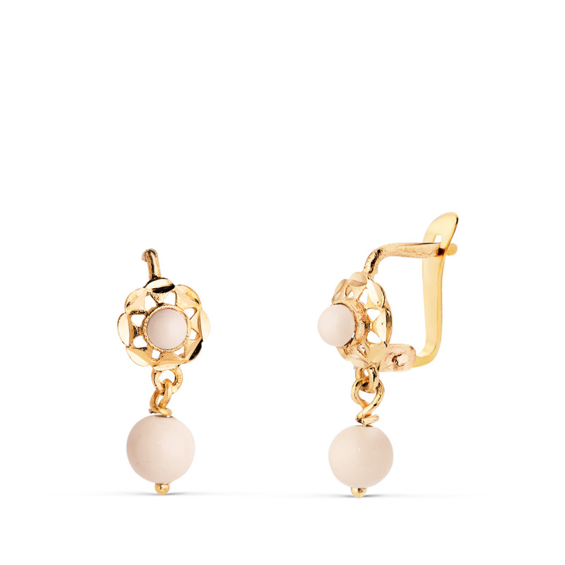 18K PENDIENTES ORO AMARILLO CUBANA MARFIL 15X6 MM. CIERRE CATALAN