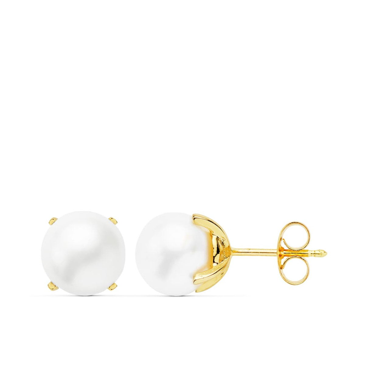 18K PENDIENTES ORO AMARILLO PERLA CULTIVADAS 8-8.5 MM CIERRE PRESION