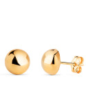 18K PENDIENTES ORO AMARILLO MEDIA BOLA LISA HUECA. ANCHO: 8 MM. CIERRE PRESION