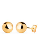 18K PENDIENTES ORO AMARILLO BOLA LISA BRILLA HUECA. ANCHO: 8 MM. CIERRE PRESION