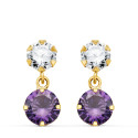 18K PENDIENTES ORO AMARILLO DOS CUERPOS CON CIRCONITA Y AMATISTA REDONDA 15 X 6 MM. CIERRE PRESION