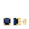 18K PENDIENTES ORO AMARILLO CUADRADOS PIEDRA COLOR AZUL 6 X 6 MM. CIERRE PRESION 18K PENDIENTES ORO AMARILLO CUADRADOS PIEDRA COLOR AZUL 6 X 6 MM. CIERRE PRESION