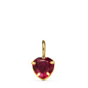 18K COLGANTE ORO AMARILLO CORAZON PIEDRA COLOR ROJO 6 X 6 MM.