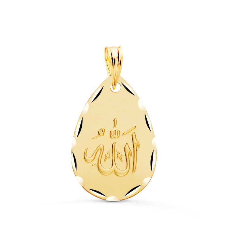 18K MEDALLA ORO AMARILLO ALA ES GRANDE OVAL TALLADA Y MATIZADA 22X14 MM