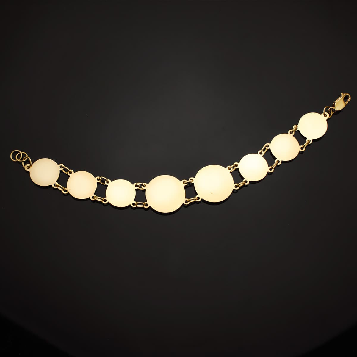 18K PULSERA ORO AMARILLO CON MEDUSAS DE 20 Y 15 MM LARGO 20.5 CM