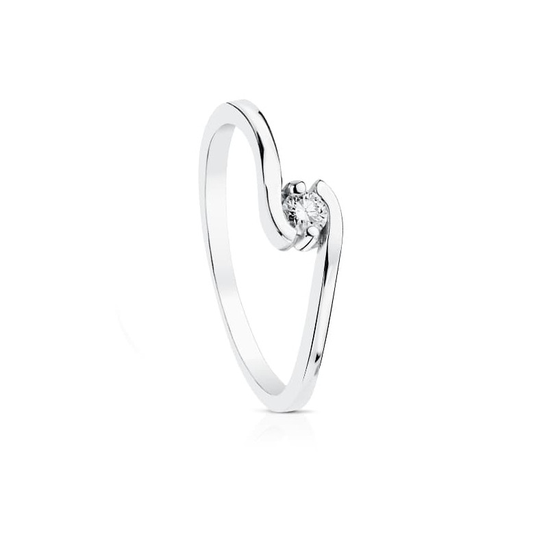 18K SOLITARIO ORO BLANCO DIAMANTE NATURAL TALLA BRILLANTE 0.100 QTS. SI-H