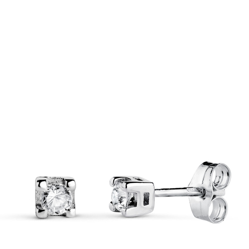 18K PENDIENTES ORO BLANCO DIAMANTES LABORATORIO TALLA BRILLANTE 2,75 MM 0,20 QTS VS2-G. MEDIDA: 3,5X3,5 MM. PRESION