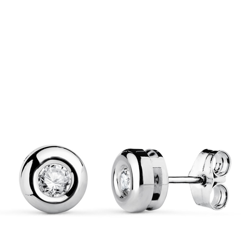 18K PENDIENTES ORO BLANCO DIAMANTES LABORATORIO 3,40 MM 0,300 QTS VS2-G. MEDIDA: 7X7 MM. CIERRE PRESION