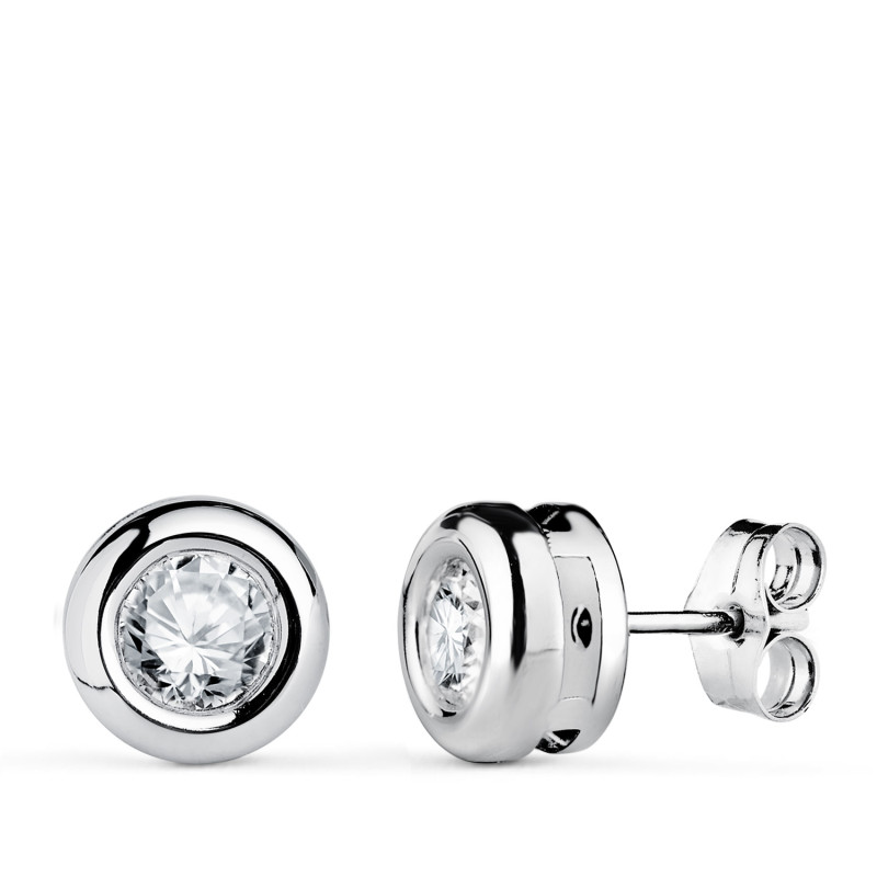 18K PENDIENTES ORO BLANCO DIAMANTES LABORATORIO 5 MM 0,650 QTS VS2-G. MEDIDA: 8X8 MM.CIERRE PRESION