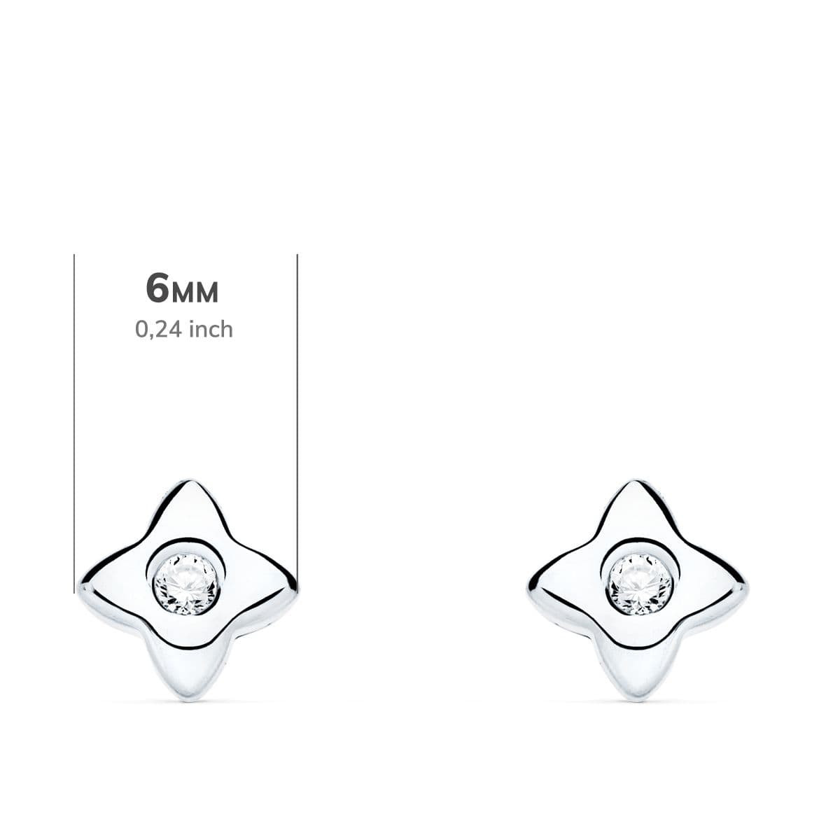 18K PENDIENTES ORO BLANCO ESTRELLA DIAMANTES LABORATORIO 0,100 QT VS2-G. MEDIDA: 6X6 MM. CIERRE PRESION