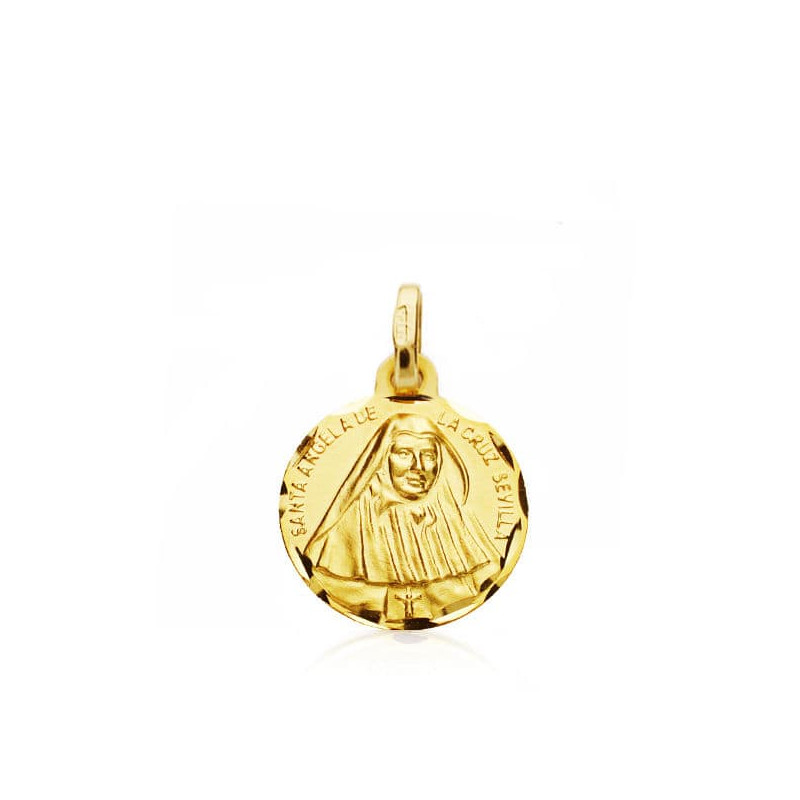 18K MEDALLA ORO AMARILLO DE SANTA ANGELA DE LA CRUZ 14 MM
