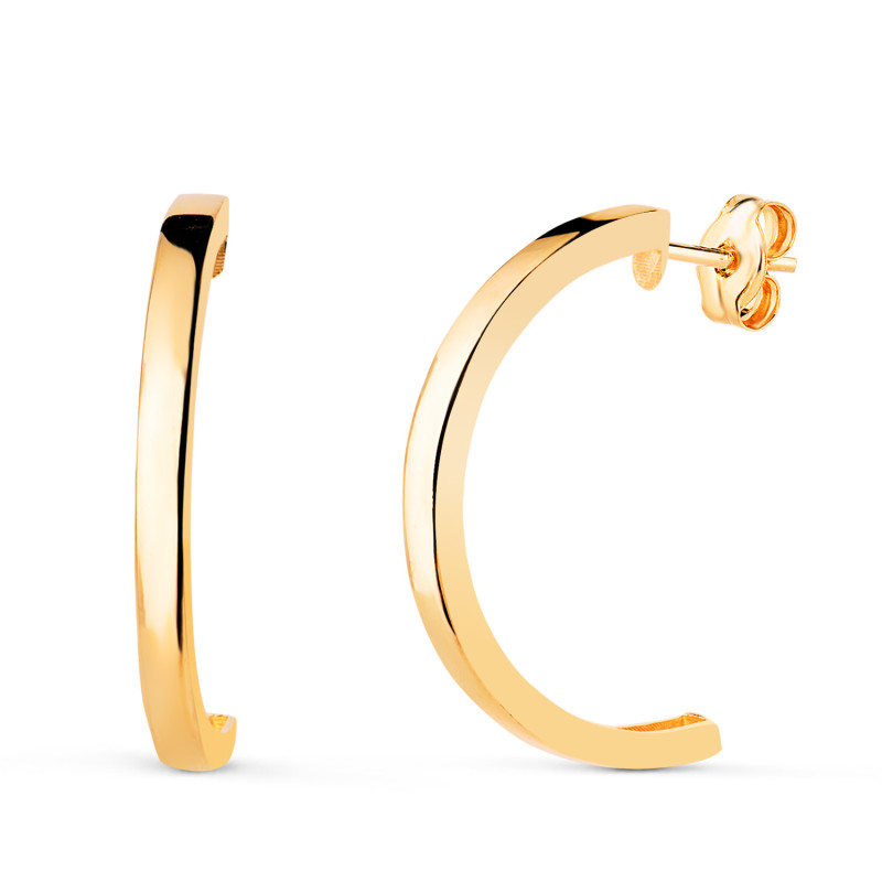 18K PENDIENTES ORO AMARILLO MEDIO ARO REDONDO ABIERTO. MEDIDA: 20 X 14 MM. GROSOR: 2 MM.CIERRE PRESION
