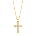 18K COLLAR ORO AMARILLO CRUZ 8,5X 6,5 MM 11 DIAMANTES LABORATORIO 0,050 QT.CADENA VENECIANA 45CM G-VS2