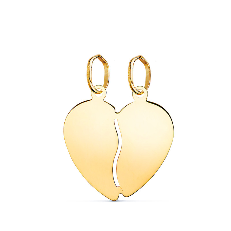 18K COLGANTE ORO AMARILLO CORAZON PARTIDO EN BRILLO. MEDIDA: 17 X 15 MM