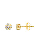 18K PENDIENTES ORO AMARILLO CHATON 14 DIAMANTES LABORATORIO 0,254 QTES VS2-G. MEDIDA: 5 X 5 MM. PRESION