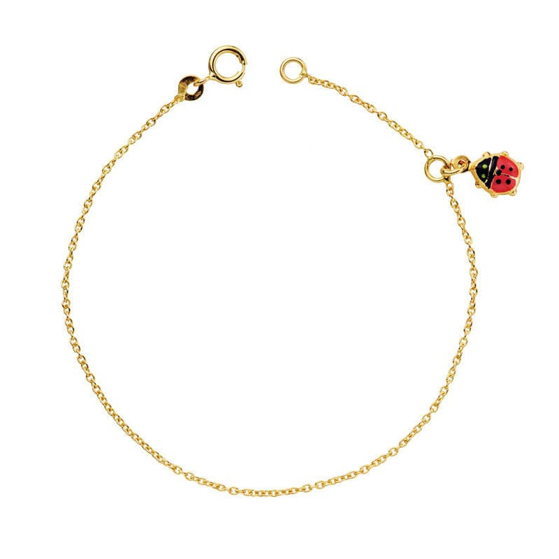 18K PULSERA ORO AMARILLO NIÑA MARIQUITA ESMALTE 14CM