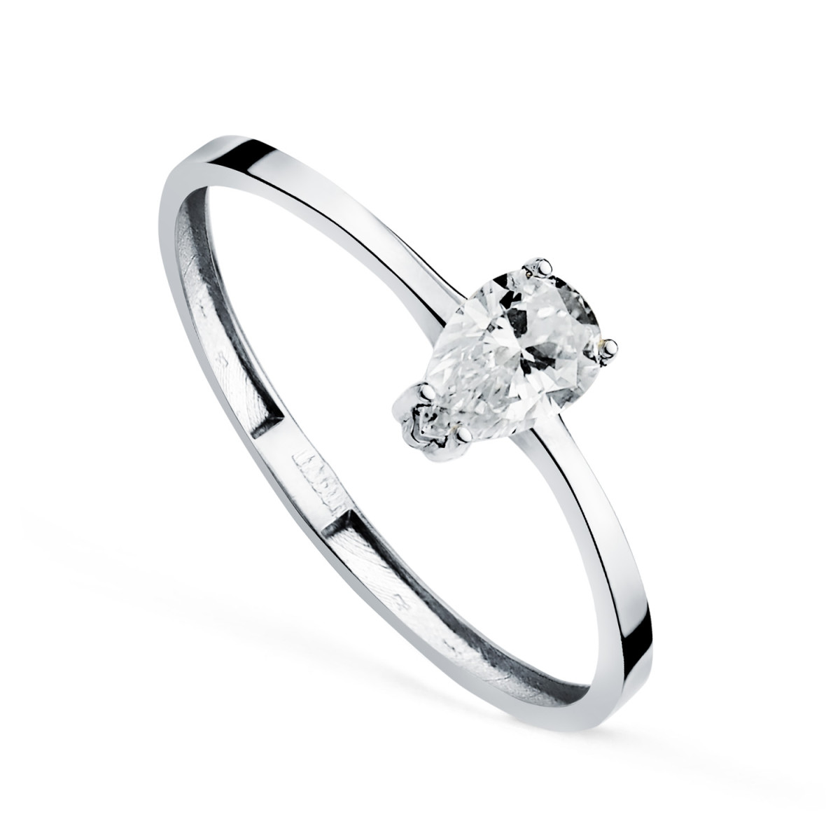 18K SORTIJA ORO BLANCO DIAMANTE LABORATORIO TALLA PERA 0,35 QTES. VS2 - G. ANCHO: 6 MM