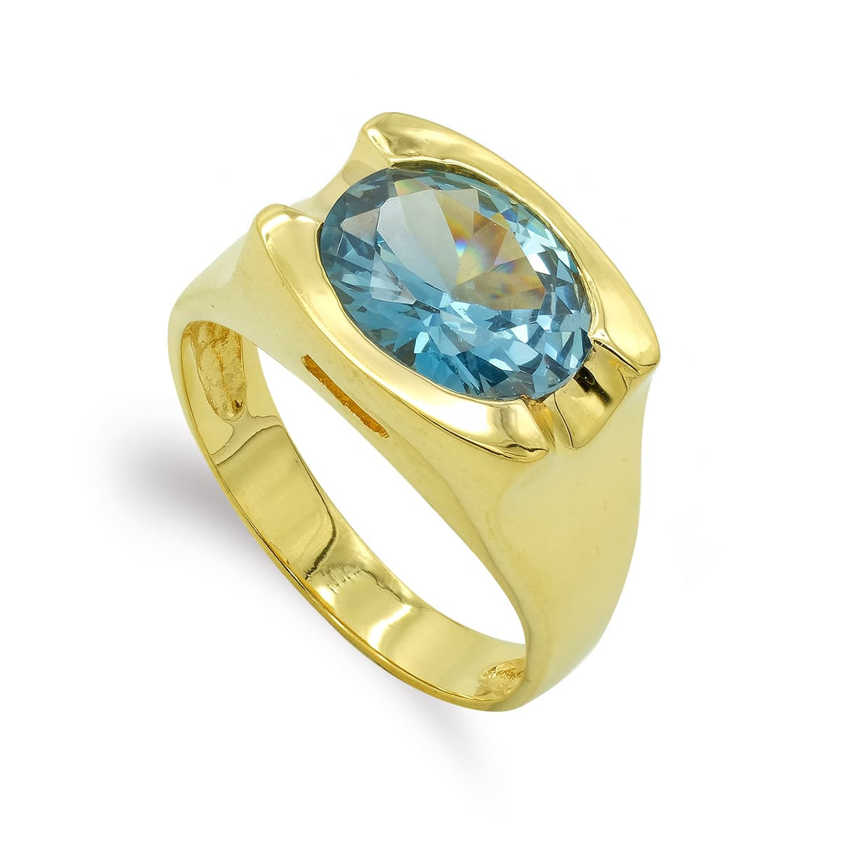 18K SORTIJA ORO AMARILLO CON CIRCONITA COLOR. MEDIDA: 10 X 8 MM
