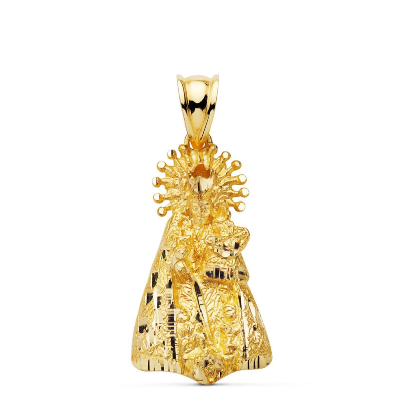 18K MEDALLA COLGANTE ORO AMARILLO VIRGEN DE LOS DESAMPARADOS SILUETA 23 X14 MM