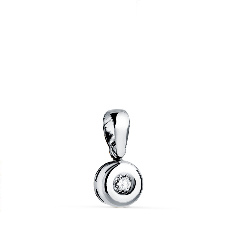 18K COLGANTE ORO BLANCO CHATON 6MM DIAMANTE LABORATORIO TALLA BRILLANTE 2,50 MM 0,070 QTS. G-VS2.