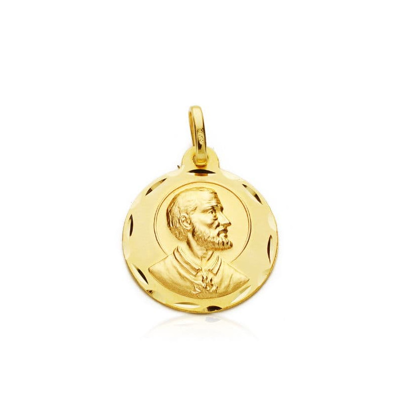 18K MEDALLA ORO AMARILLO SAN FRANCISCO JAVIER TALLADA 18 MM