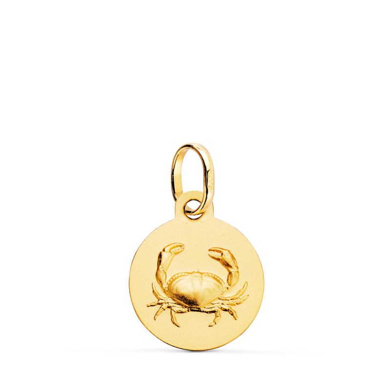 18K MEDALLA ORO AMARILLO HOROSCOPO ORO AMARILLO ORO AMARILLO CANCER MATIZADA 13 MM