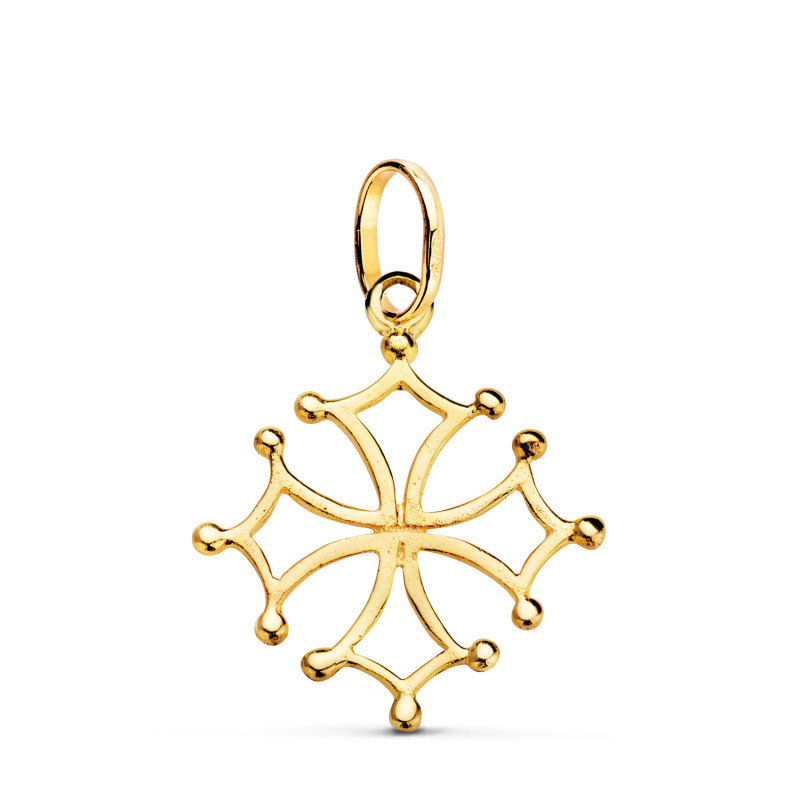 18K COLGANTE CRUZ DE OCCITANIA ORO AMARILLO. 23 X 21 MM