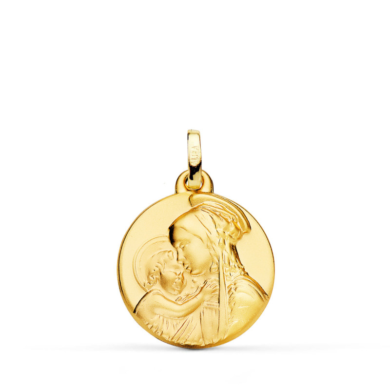 18K MEDALLA ORO AMARILLO MADRE " DIVINA TERNURA " 18 MM