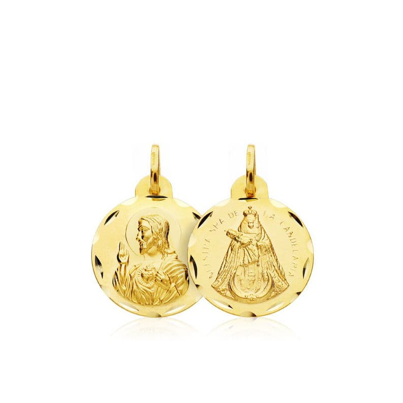 18K ESCAPULARIO ORO AMARILLO CORAZON DE JESUS VIRGEN DE LA CANDELARIA ORO AMARILLO 16 MM