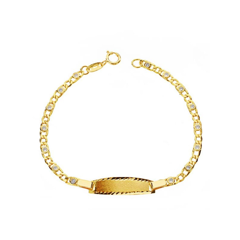 18K PULSERA ORO AMARILLO ESCLAVA CIRCONITA 14CM 2.5 MM