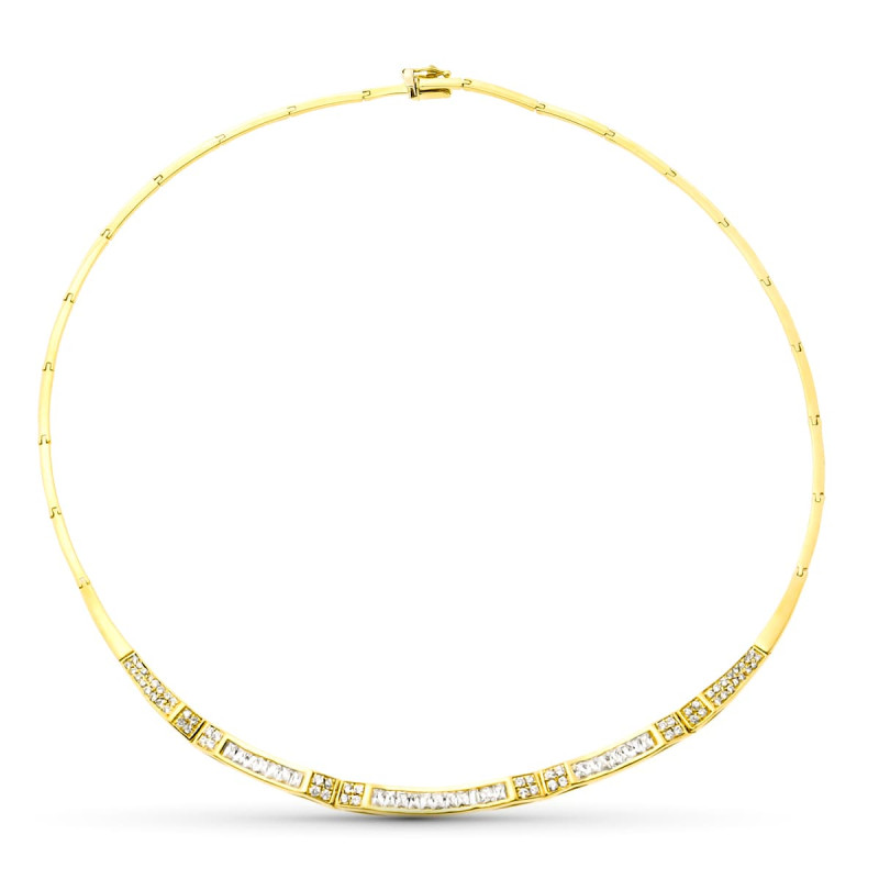 18K GARGANTILLA ORO AMARILLO Y BARRITAS CON CIRCONITAS