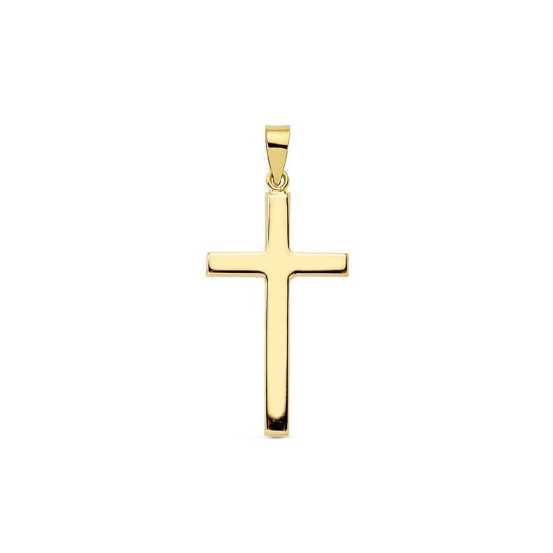 18K CRUZ ORO AMARILLO LISA PALO RECTANGULAR. 27X15 MM