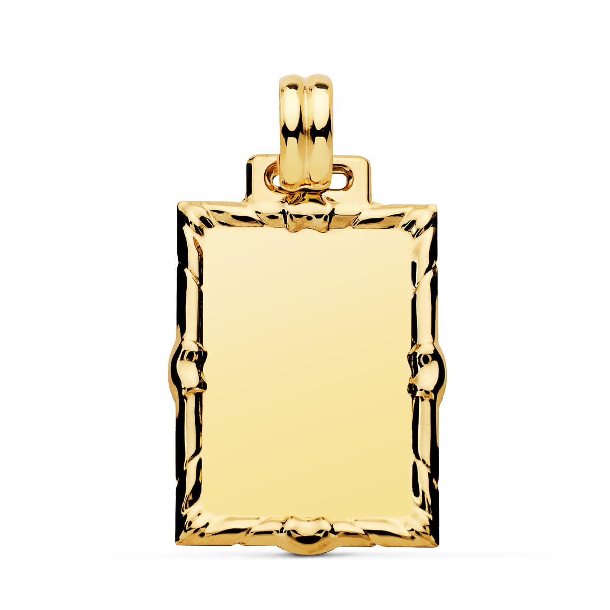 18K PLACA CHAPA ORO AMARILLO RECTANGULAR EN BRILLO 26X21 MM