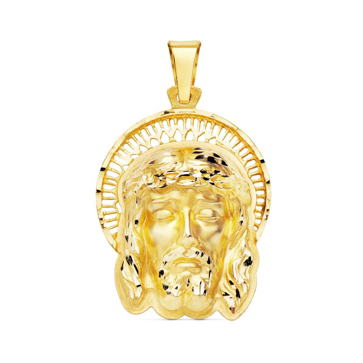 18K COLGANTE ORO AMARILLO CABEZA DE CRISTO  ORLA 35X25 MM