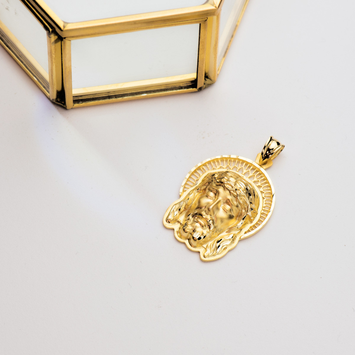 18K COLGANTE ORO AMARILLO CABEZA DE CRISTO  ORLA 35X25 MM